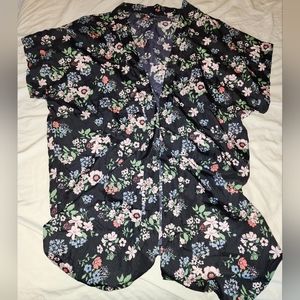 Black floral kimono cover up